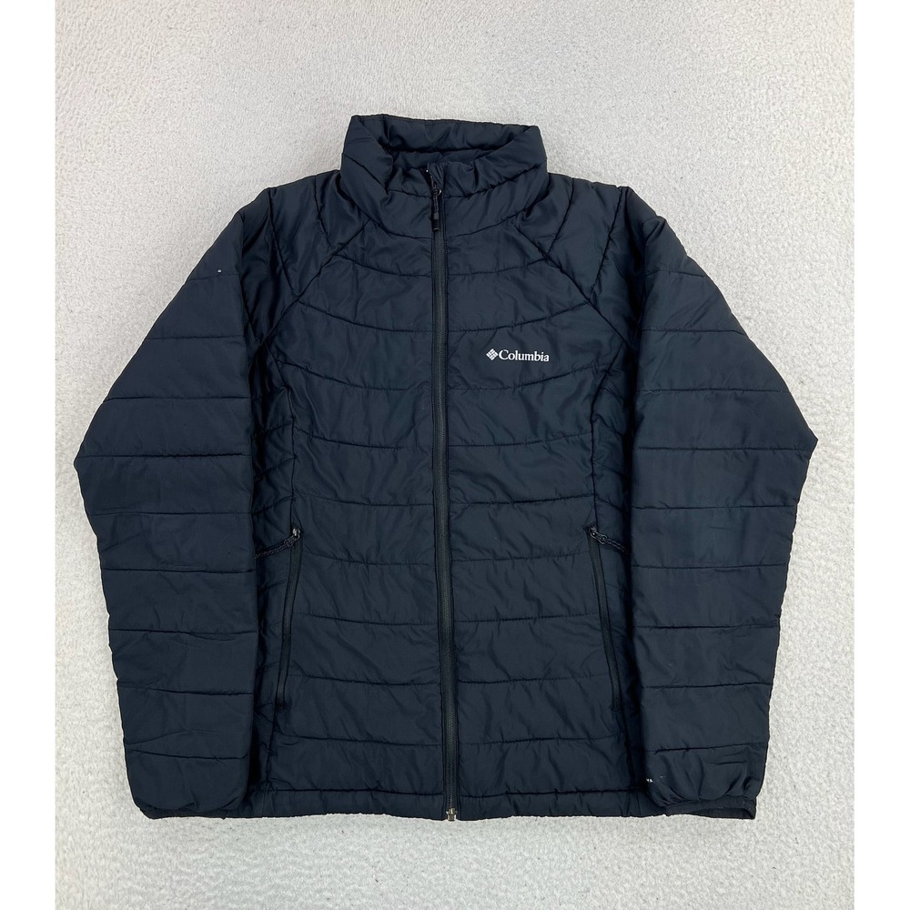 Columbia Jacket Mens Medium Black Powder Lite II Omni-Heat Puffer Full Zip